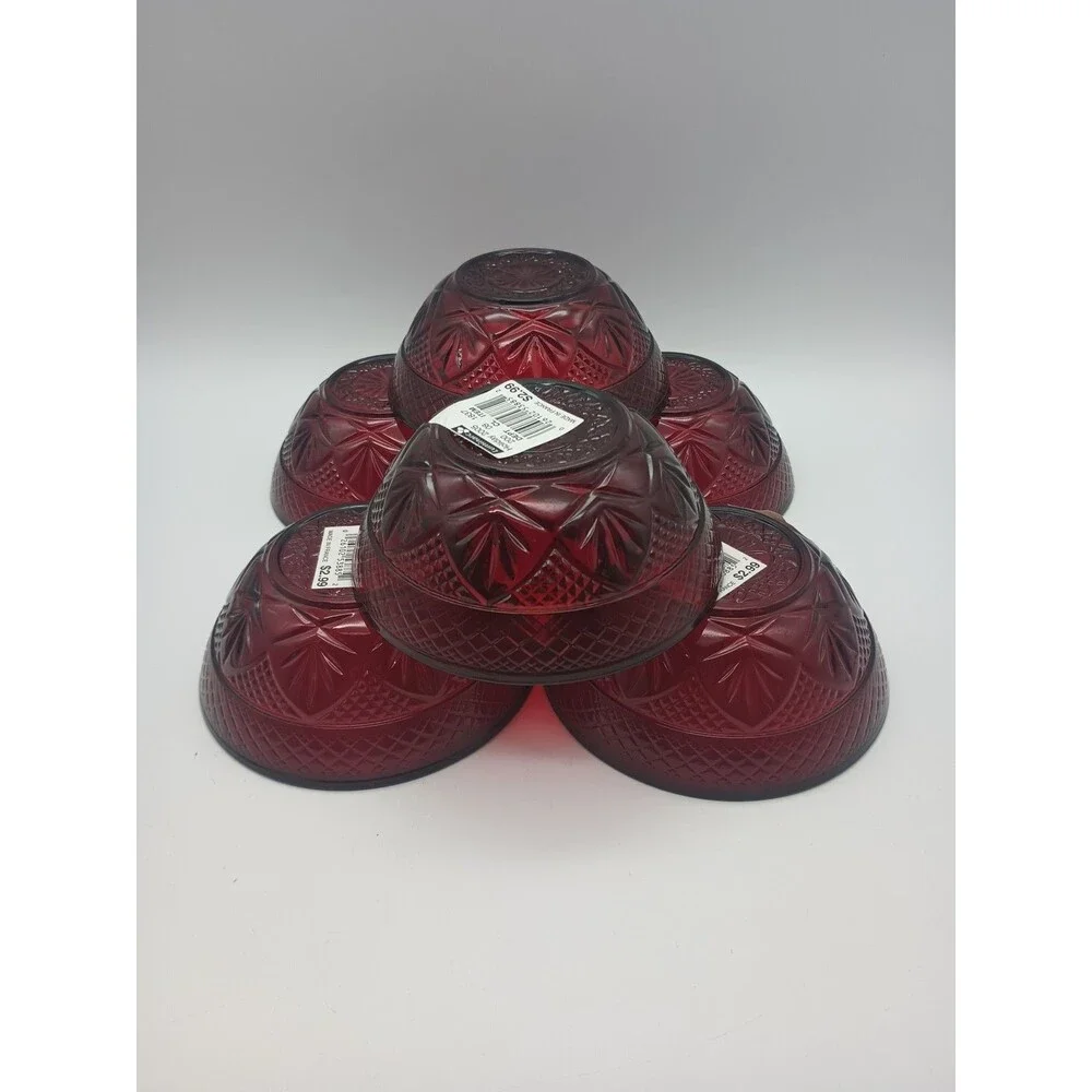 Ruby Red Luminarc Cristal d’Arques Durand France Bowls 5.5